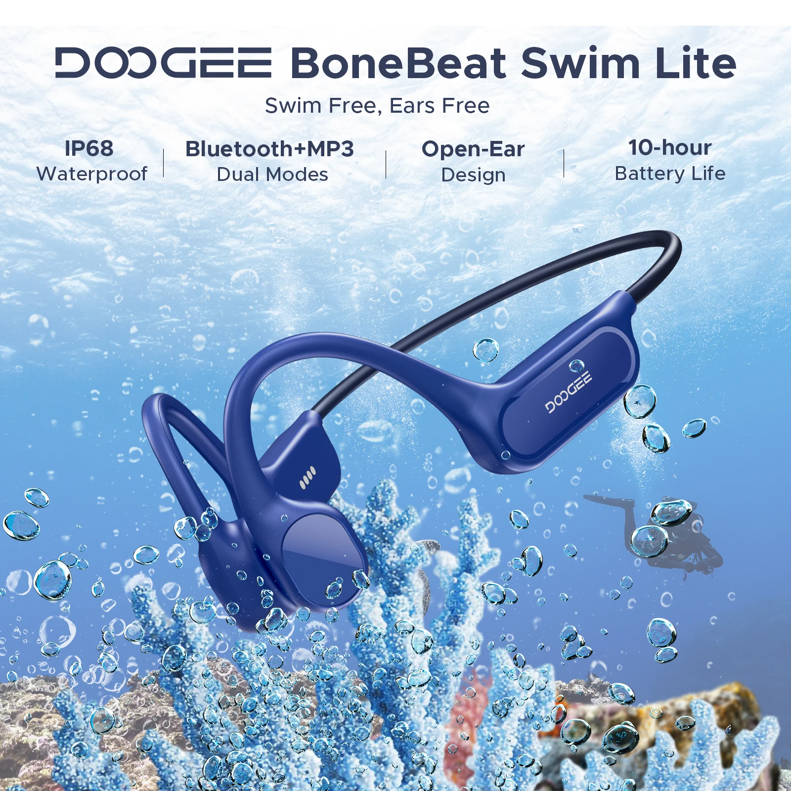 DOOGEE BoneBeat Swim Lite Bone Conduction Sports Headphones