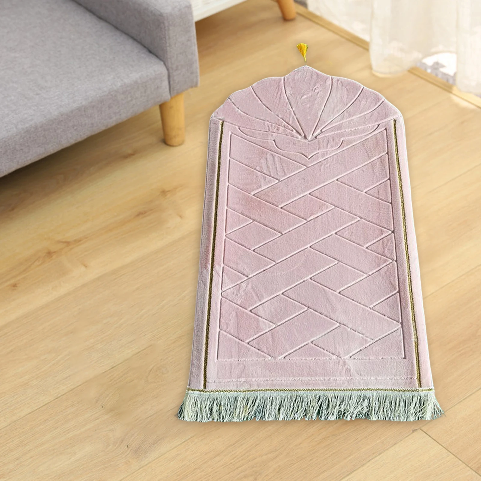 Portable Soft Muslim Carpet Blanket Floor Carpet Collectible Foldable Prayer Mat for Islamic Holiday Office Wedding Present