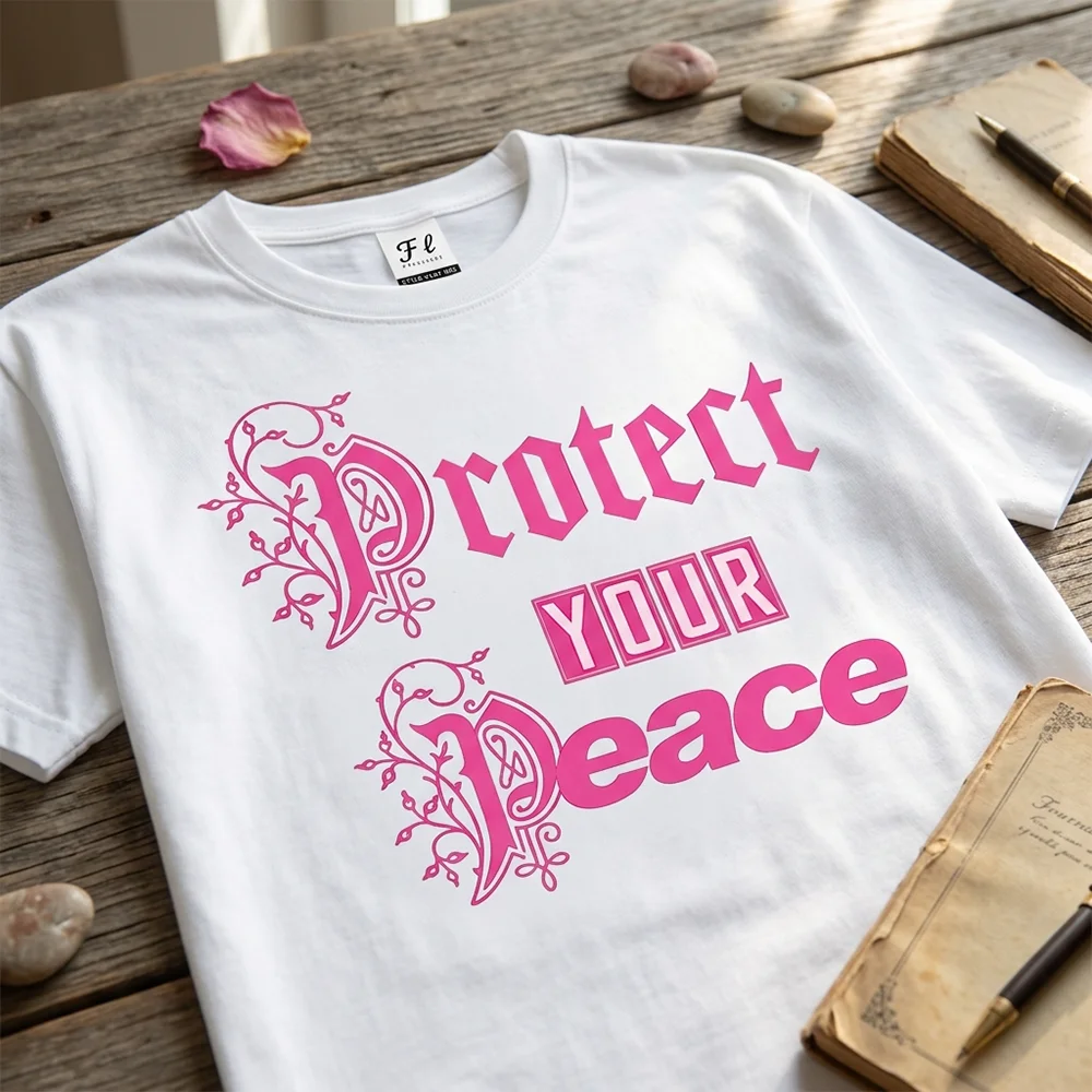 Women T Shirt Protect Your Peace Graphic Print Short Sleeve Cotton Casual Loose Tee Top Plus Size Female Fashion  Clothes