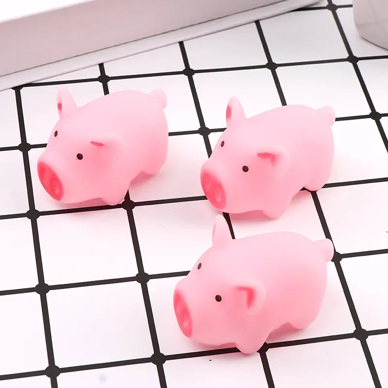 10pcs Cute Pet Toys Cute Pink Pig Squeeze Squeaky Chew Interactive Games Training Funny Toy Soft Rubber Mini Toy Dog Supplies