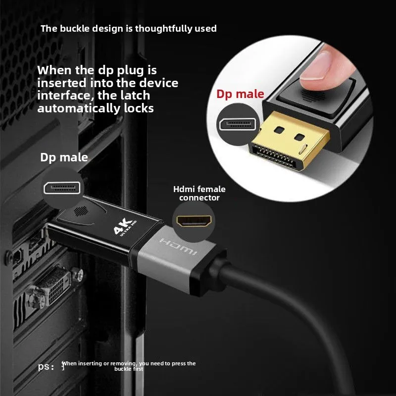 Konwerter 4K DP na HDMI, adapter DisplayPort na 1080P HDTV, adapter audio-wideo do monitora komputerowego