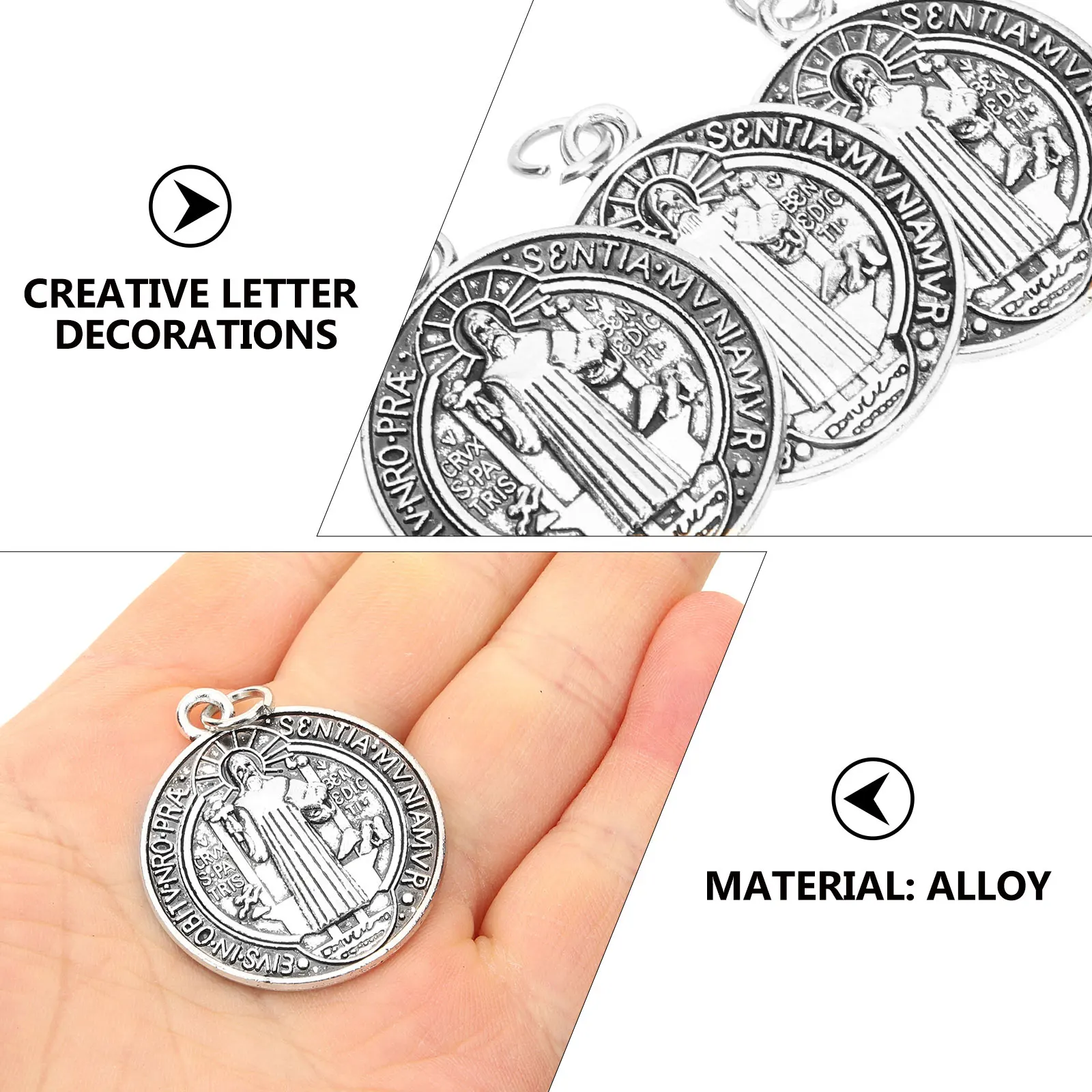 

12pcs Metal Pendant Hanging Christian nament Italian Charms Keychains Decorative Saint Charms for Jewelry Home Office