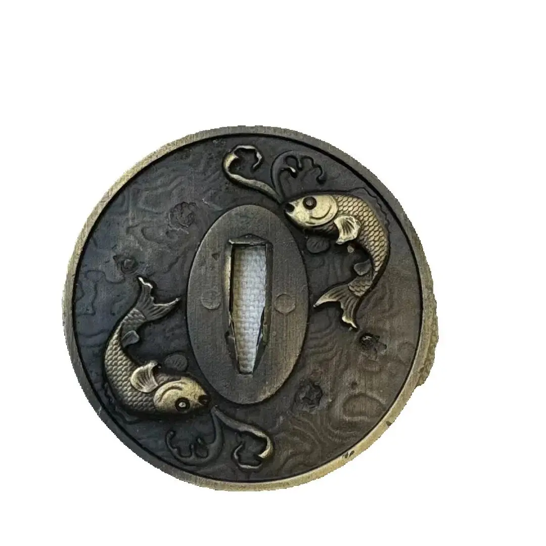 

Forged Home Decoration Samurai Sword Fitting Blade Guard Tsuba Carp For Ninja Katana Samurai Blade Tanto