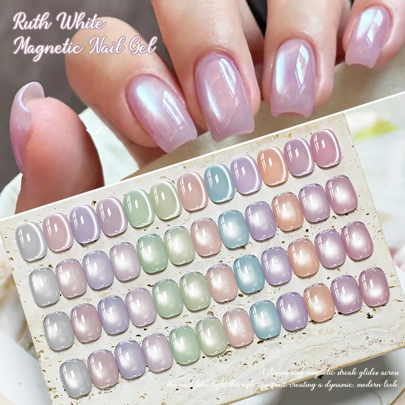 6pcs Jelly Gel Nail Polish With Cat Magnetic Gel Set Glass Beads Semi Permanent Soak Off UV Gel Varnish Decoration Nail Supplies