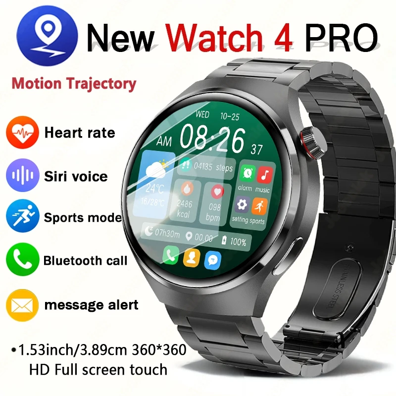 

2025 New Watch 4 Men's Outdoor Sports Smartwatch 24 Hours Heart Rate 150+ Sports Mode Bluetooth Call Smart Watch