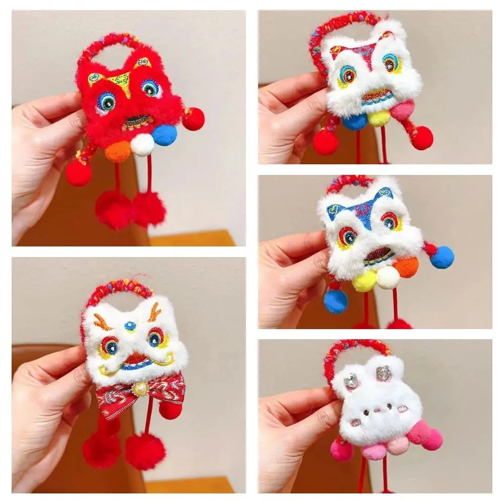 Borla de Año Nuevo, cuerda para el cabello, soporte para cola de caballo, Anillo para el cabello, tocado de despertar de León, accesorios para el cabello, banda elástica para el cabello