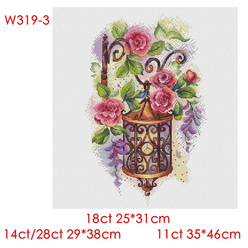 Cross-stitch kit Four Seasons wall Lamp Flower Lamp 3 28ct 18ct 14ct 11ct can be Customized Printed Cloth Manual Material Packag