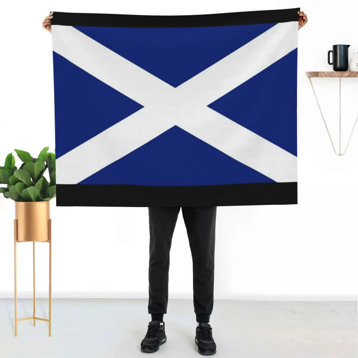 

BIG St Andrew's Cross - Scottish Flag T-Shirt Bedspread Duvet Throw Blanket Warm Accent Blanket for Living Room Decoration
