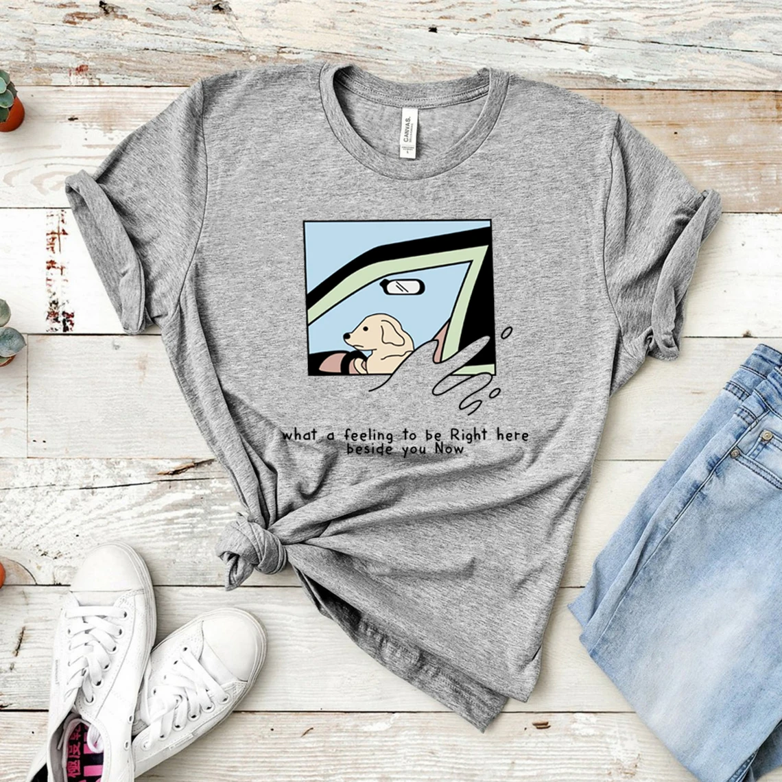 Hond Meme T-shirt Wat Een Gevoel Om Hier Naast Je Nu Tshirt Hond Minnaar Tees Vrouwen T shirts Korte Mouw Casual Tops