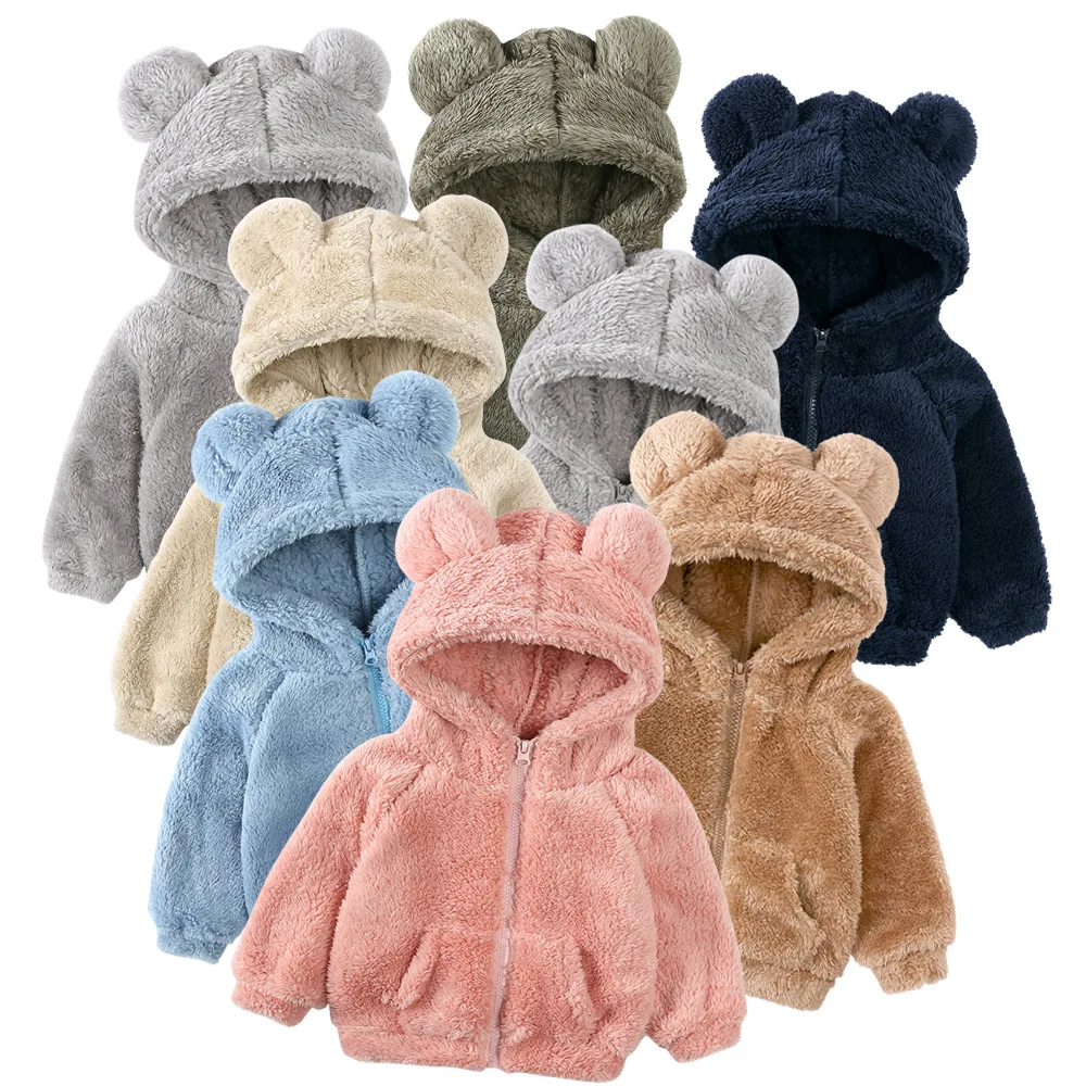 

Girls' lamb wool coat, stylish children's hooded warm top, thickened baby girl fur hoodie, winter clothes