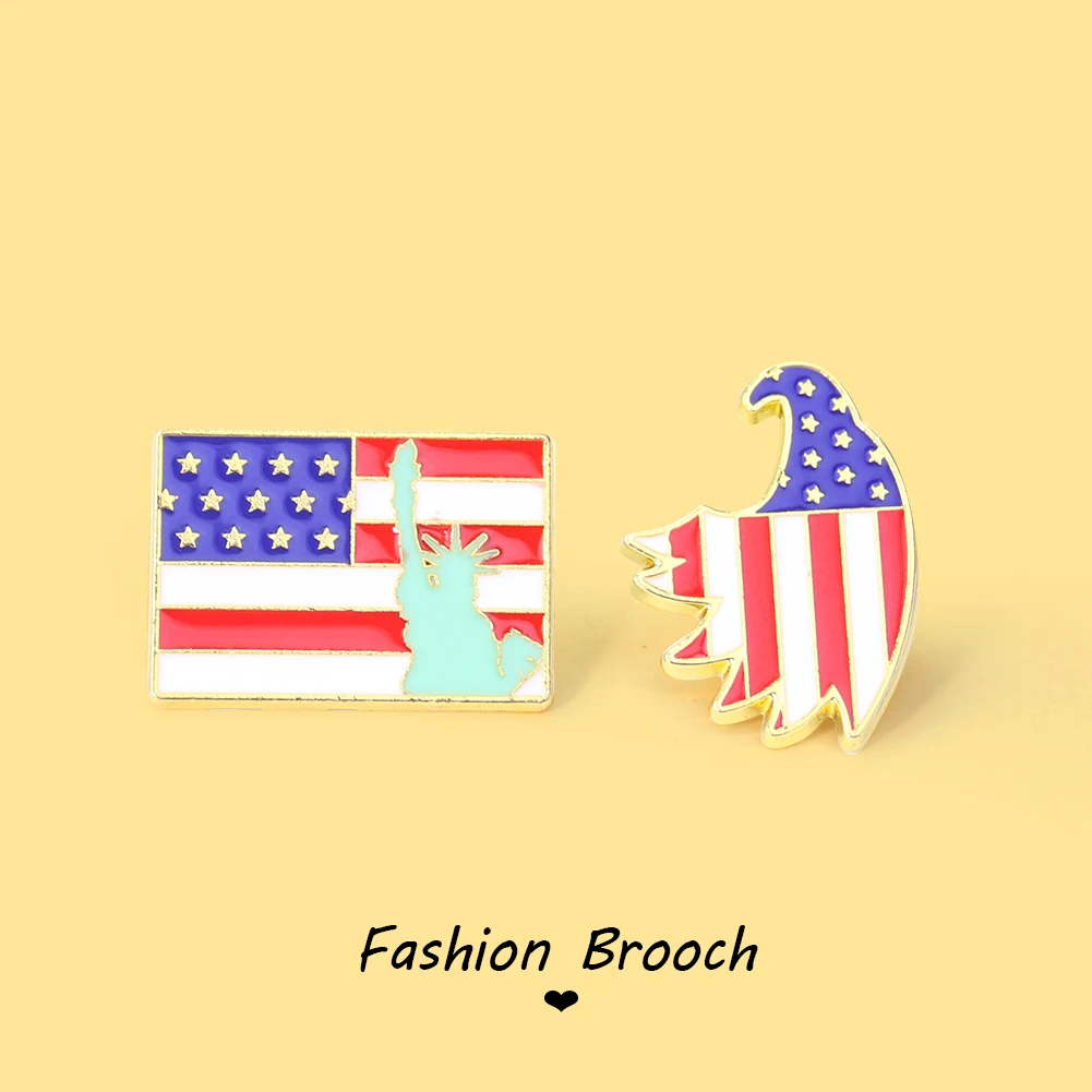 American Flag Lapel Pin Brooch Eagle Statue of Liberty Patriotic USA Enamel Pins Emblem Badges Button New York Souvenir Gifts