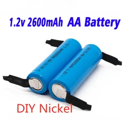 Akumulator AA 1,2 V 2600 mAh Bateria NiMH AA z pinami lutowniczymi DIY Elektryczna maszynka do golenia Zabawki do zębów