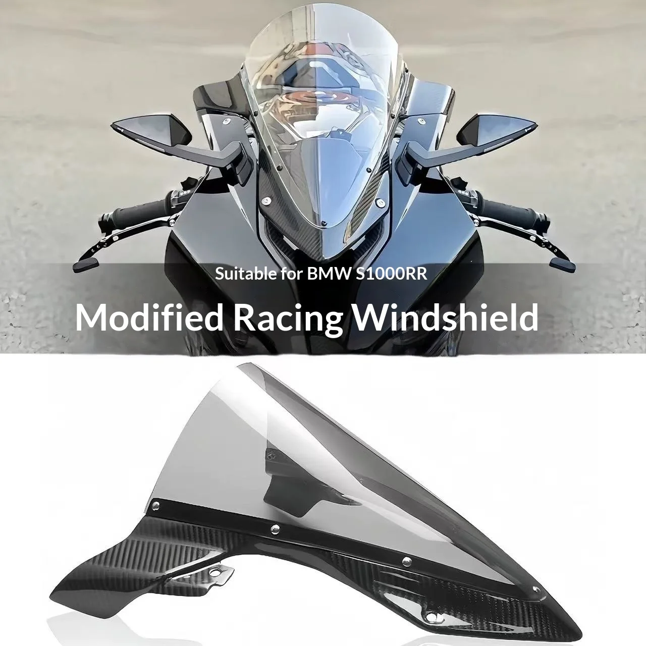 Carbon Fiber Raised Racing Windscreen Windshield For BMW S1000RR New Model Modified Heightened Sport Front Wind Deflector Motorc