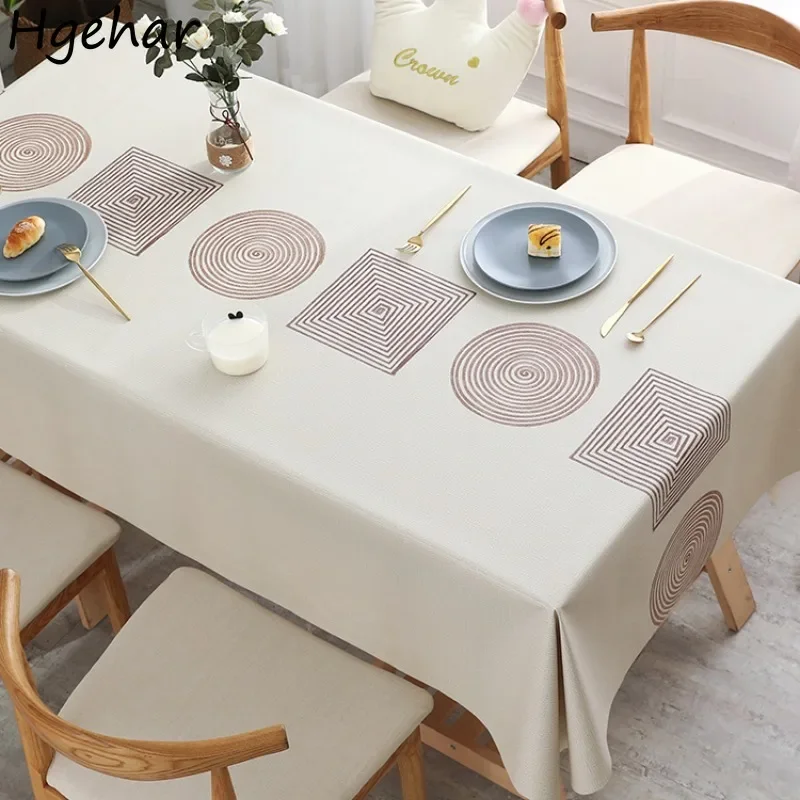 Nordic Style Tablecloth Waterproof and Anti-scalding PVC Rectangular Household Thickened Table Cloth No-wash Oil-proof Cafes