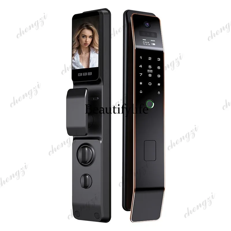 High-end smart lock with surveillance camera management fingerprint lock 3D facial recognition smart door lock password