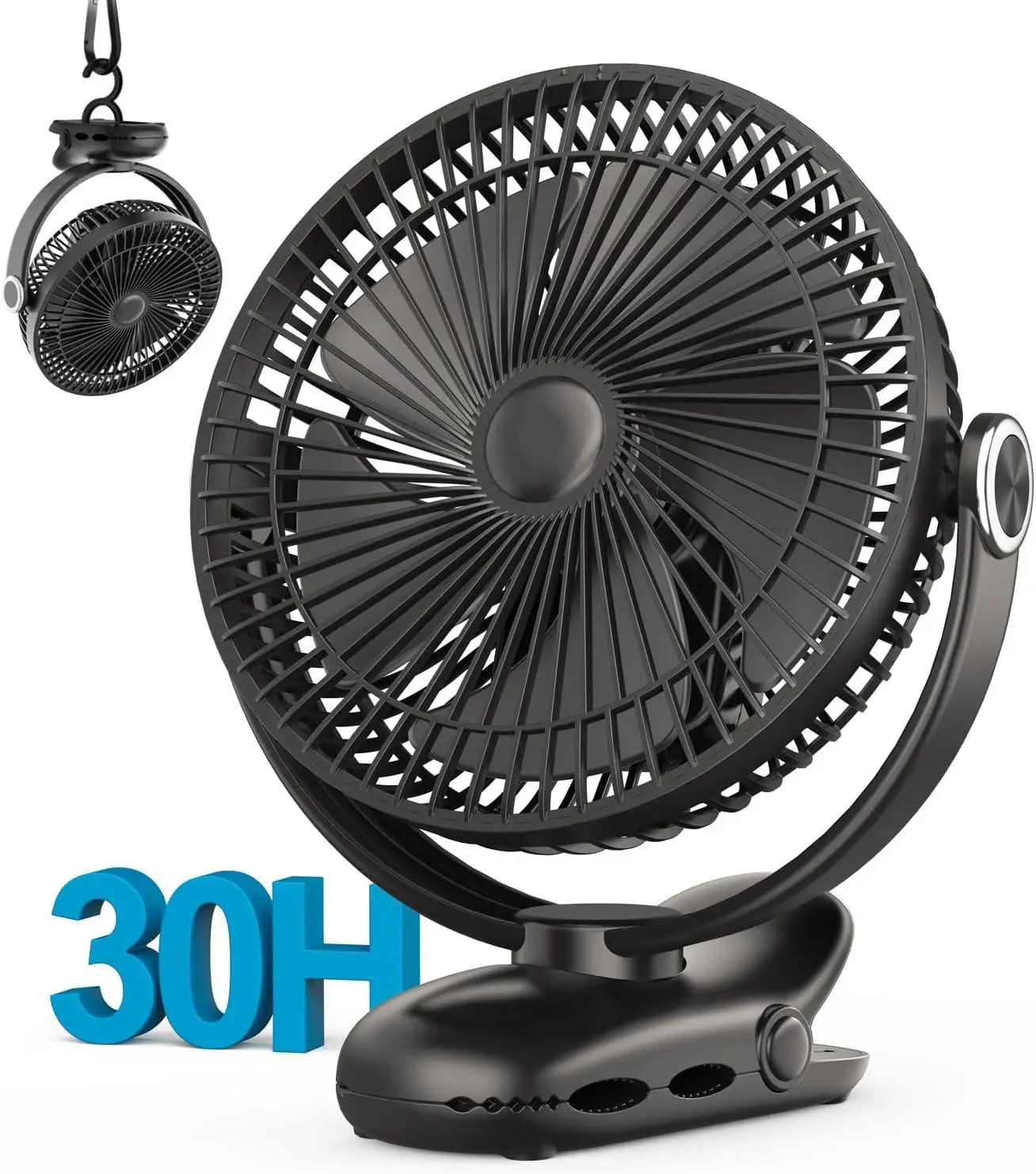 

10000mAh Rechargeable Clip Fan, 30hrs Runtime, 8-Inch Portable with 4 Speeds for Office Desk Outdoor Travel