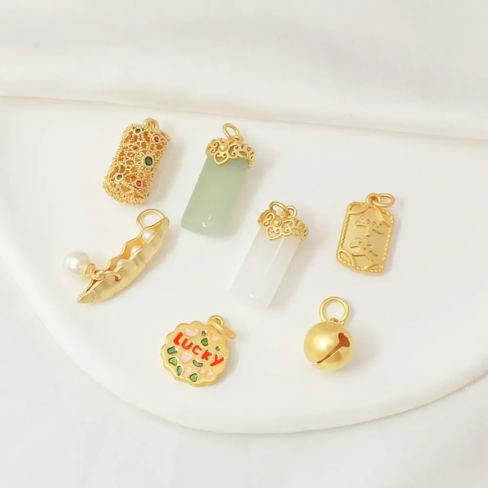 

Ancient-style Gold Accessory Colored Zirconium, Hollowed-out Bucket Beads, Bell, Pea, Lucky Pendant, Diy Handcrafted Pendant