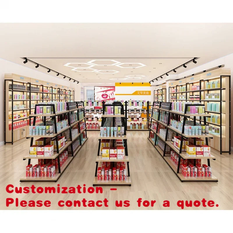 

Customize.Custom Double-Sided Heavy Duty MDF Wood Commercial Store Shelves Display Racks Retail Furniture China