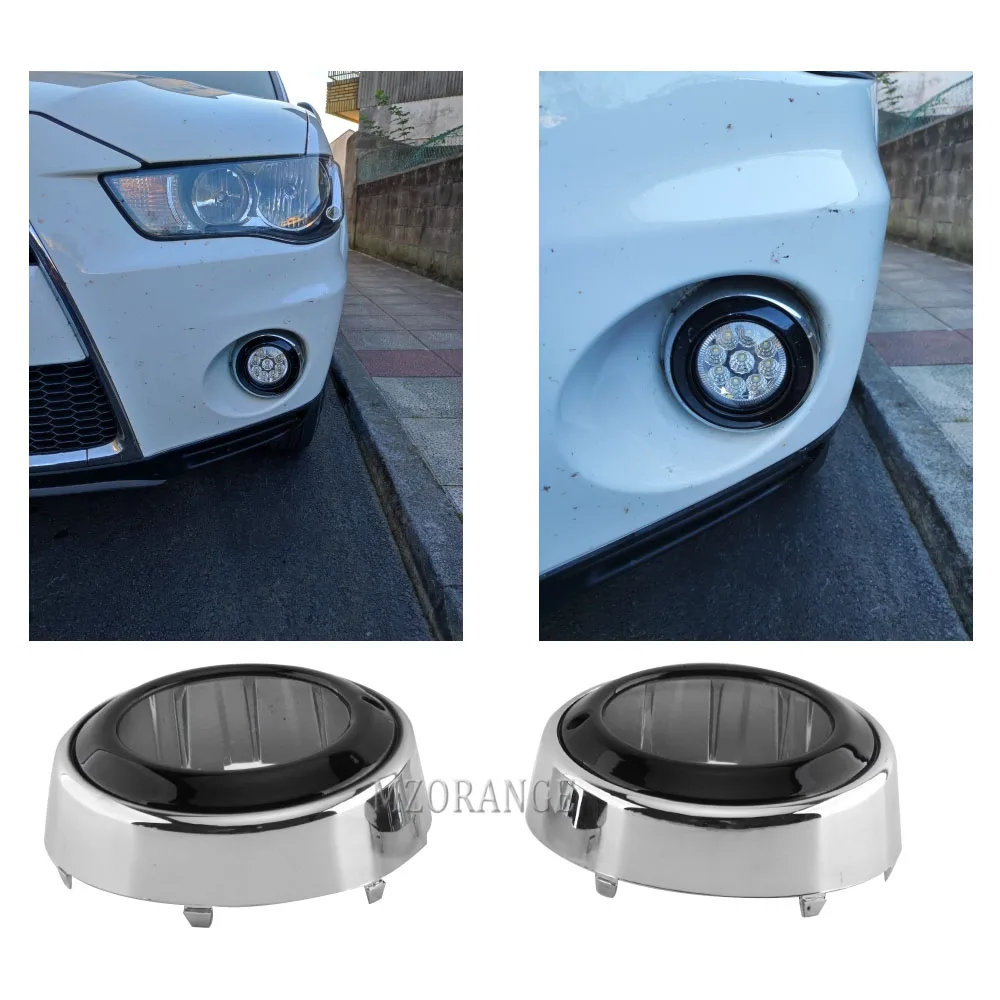 Fog Lights LED for Mitsubishi Outlander 2008 2009 2010 2011 2012 Fog Lamp Front Bumper Headlight Hole Covers Grill Bezel Frame