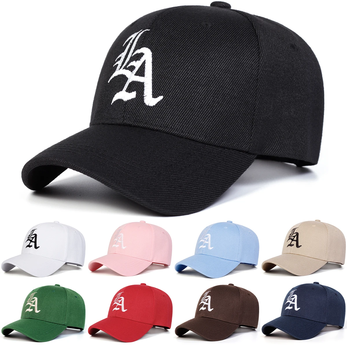 Unisex Gothic LA Stickerei Baseballkappen Frühling Herbst Outdoor Verstellbare Freizeithüte Sonnenschutzhut Sportkappe