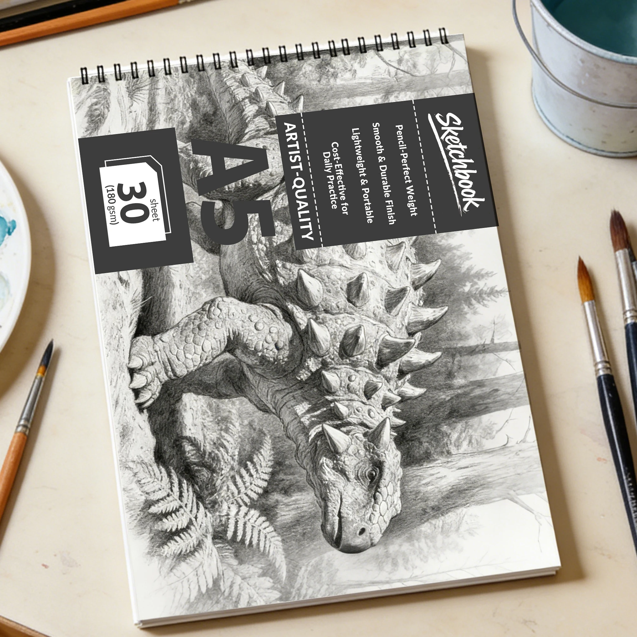 

Скетчбук на спирали формата А5, 30 листов (180 г/м²), блокнот для рисования Ankylosaurus, портативный блокнот для художников, для школы и в подарок