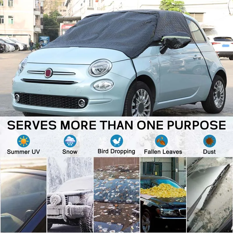 For Fiat 500 2010-2025 Sunshade Cover Car Windshield Snow Sun Shade Waterproof Protector Cover Car Front Windscreen Cover