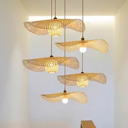 Vintage Handmade rattan pendant lamp Woven chandelier for Dining Room bedroom Restaurant Bamboo Pendant Light