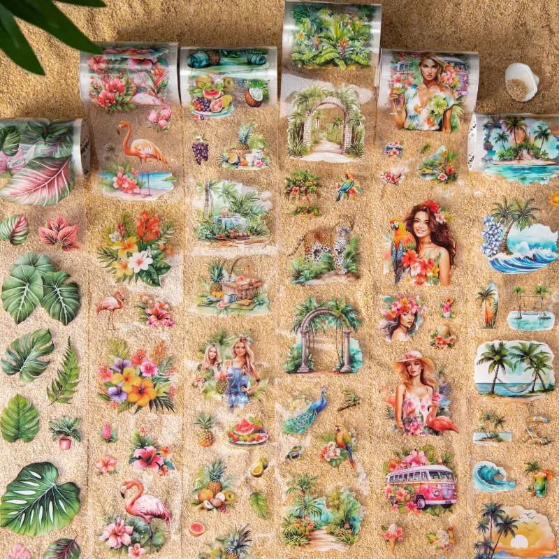 1 حزمة/2 حزمة الجنة الهروب اشي الشريط 2 متر لفة المواد اللاصقة المشدقة المشاهد الاستوائية SunSet السفر المجلات لوازم الحرف الصيفية #4