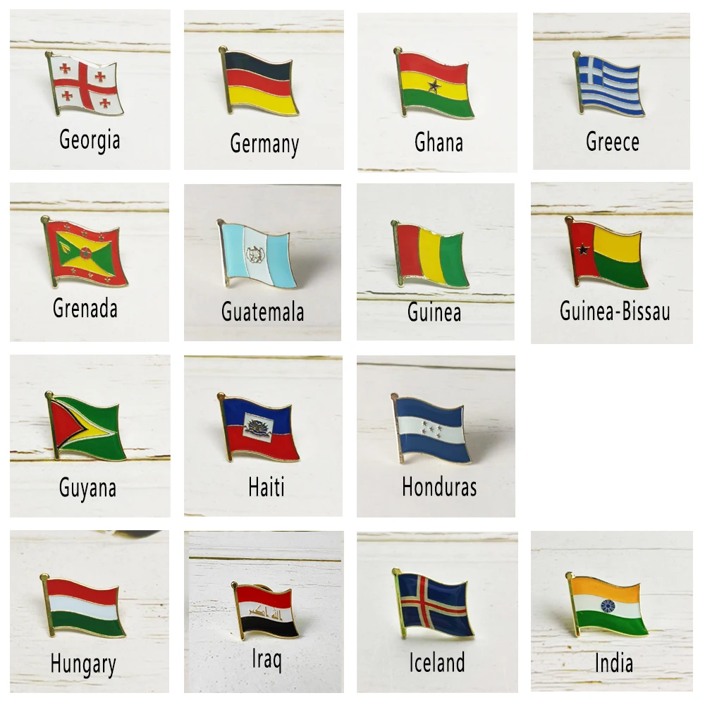 Flaga narodowa Metalowa przypinka do klapy Odznaka kraju Cały świat Gruzja Niemcy Grecja Gwatemala Gwinea Haiti Honduras Węgry Irak