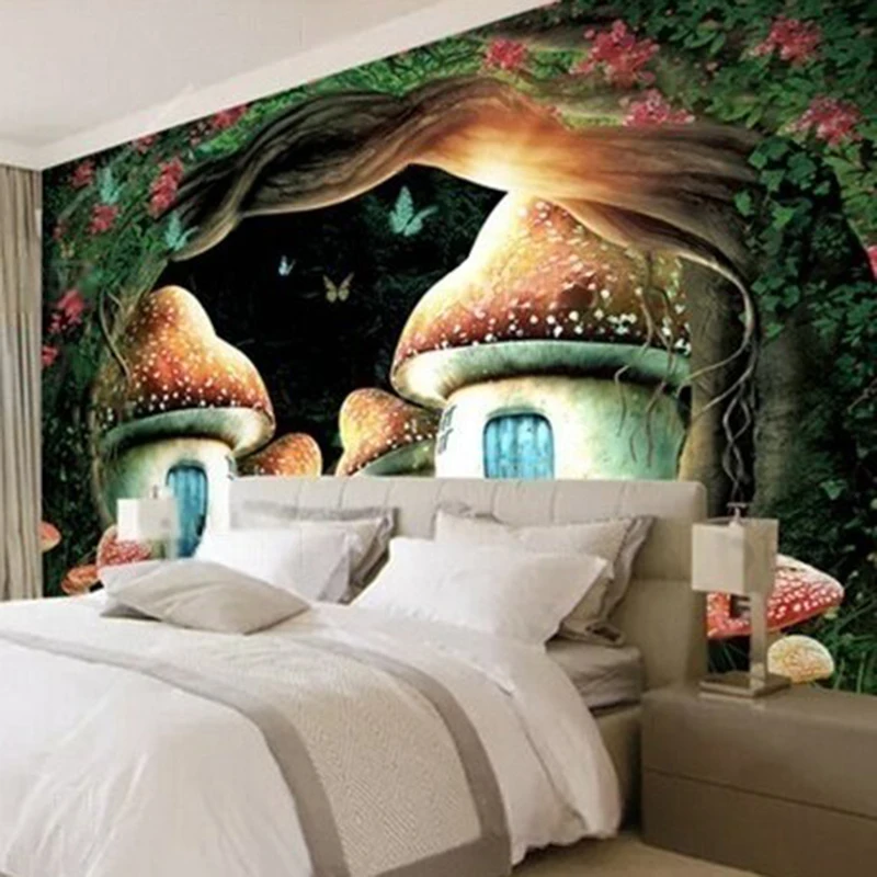 Beautiful and creative new modern rattan tree mushroom abstract house TV Luxurious home decoration bedroom background wall