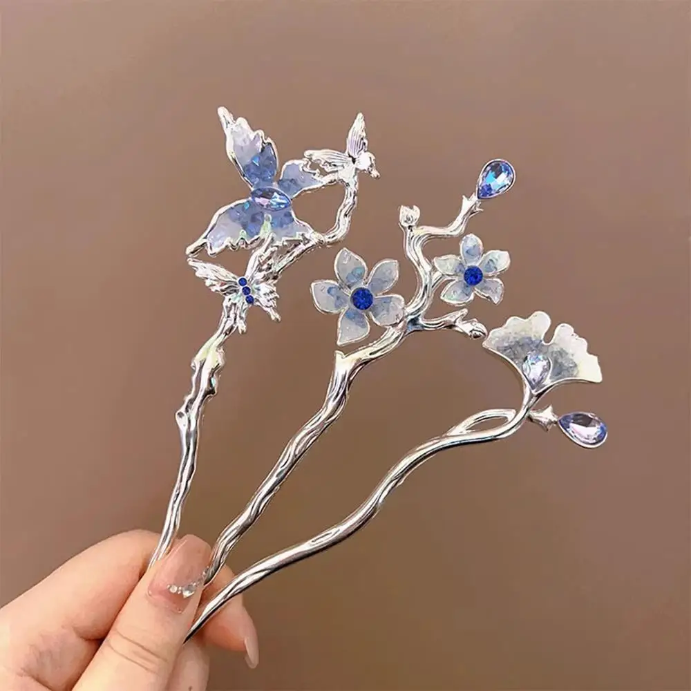 Ins Chinese Hairpin Antique Ice Crystal  Hanfu Accessories High End Feeling Cool And Cool Hairpiece Headwear Female Step Shake