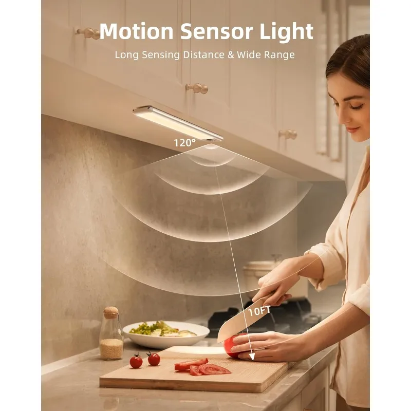 Under Cabinet Lights, LED Closet Lights Wireless USB Charging, Motion Sensor Lighting Indoor 3500K Dimmable with Remote Control
