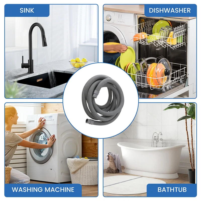 

ABSS-4 шт. дренажный шланг для стиральной машины, сливной шланг для стиральной машины для дренажной трубы, с U-образным держателем