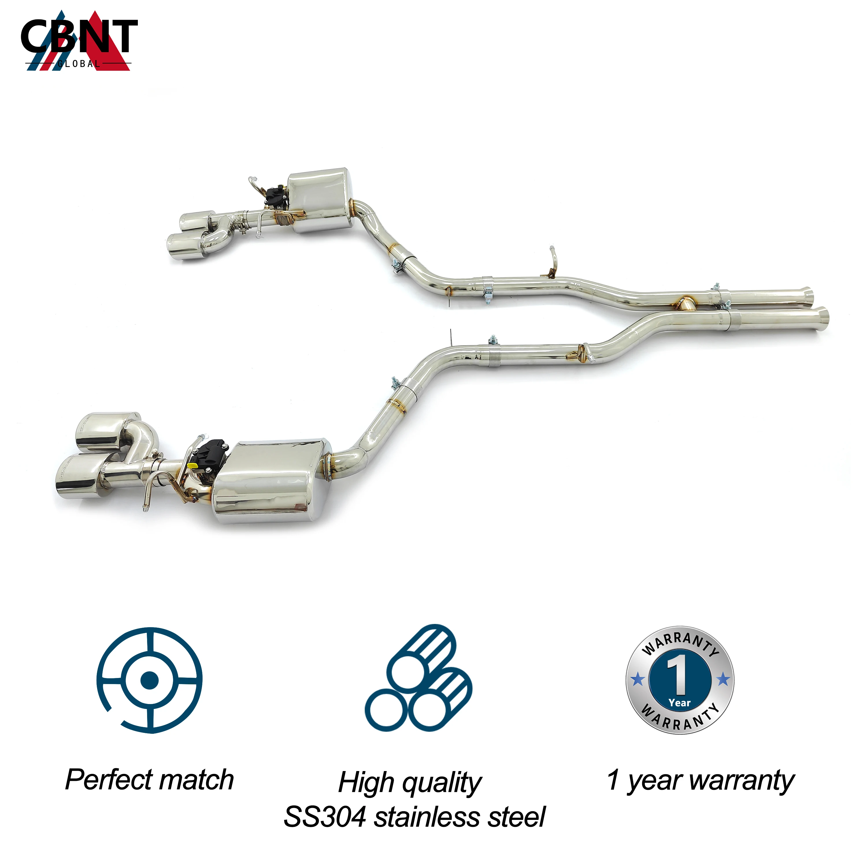 CBNT Valved Exhaust Catback Pipe with Valve Muffler for Mercedes Benz W204 C300 2009-2014 High Quality SS304 Exhaust Systems