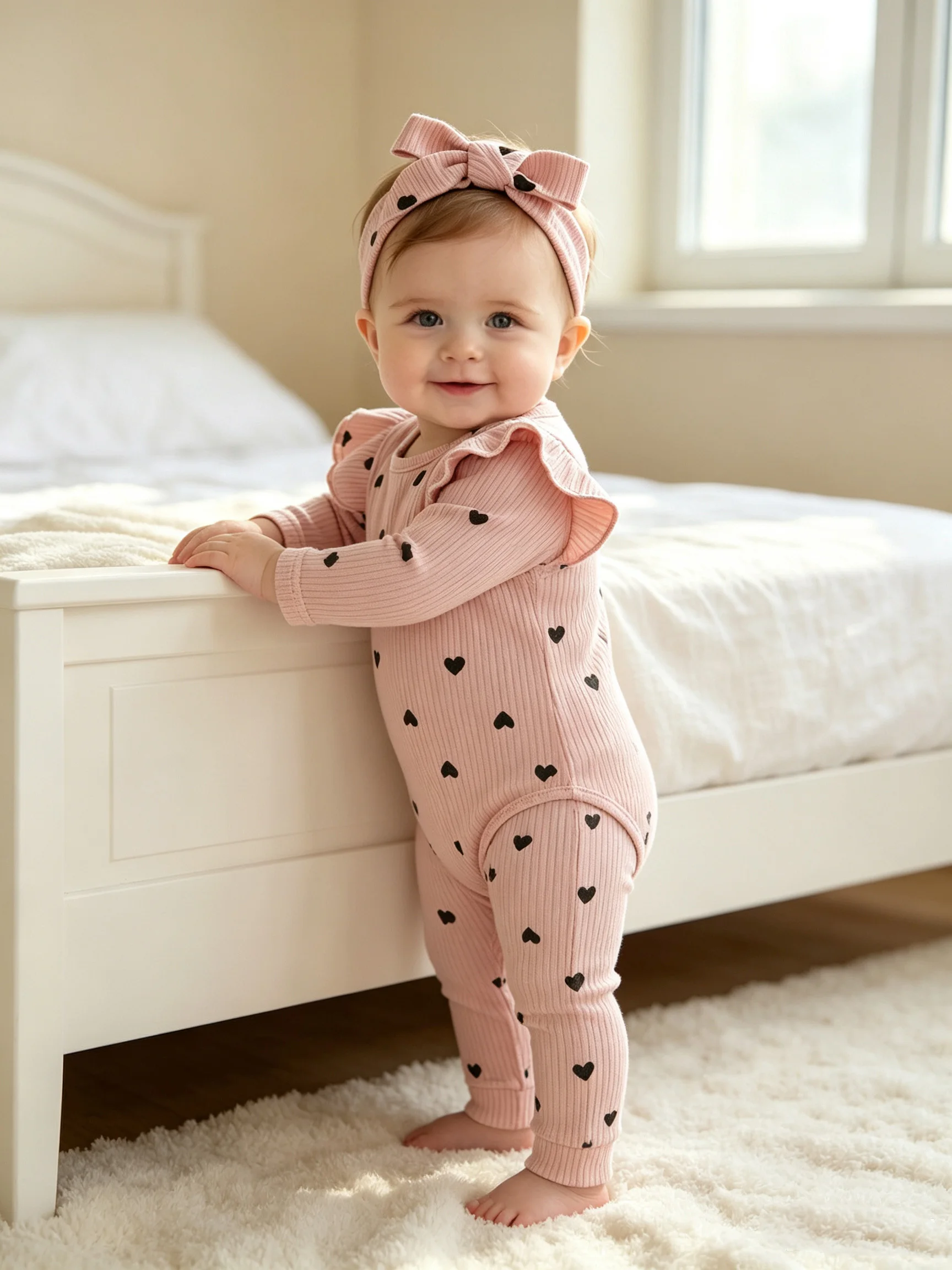 3Pcs Baby Girl Outfit Set Newborn Toddler Kids Clothing Set Baby Girls Lace Ruffles Cotton Bodysuit +Pants+Headband Clothing