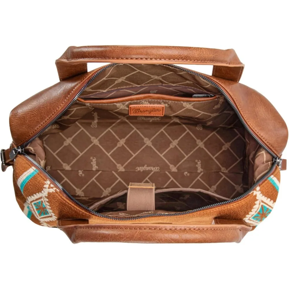 حقيبة سفر نسائية كبيرة لعطلة نهاية الأسبوع - تصميم نسيجي يحمل الأمتعة، بني