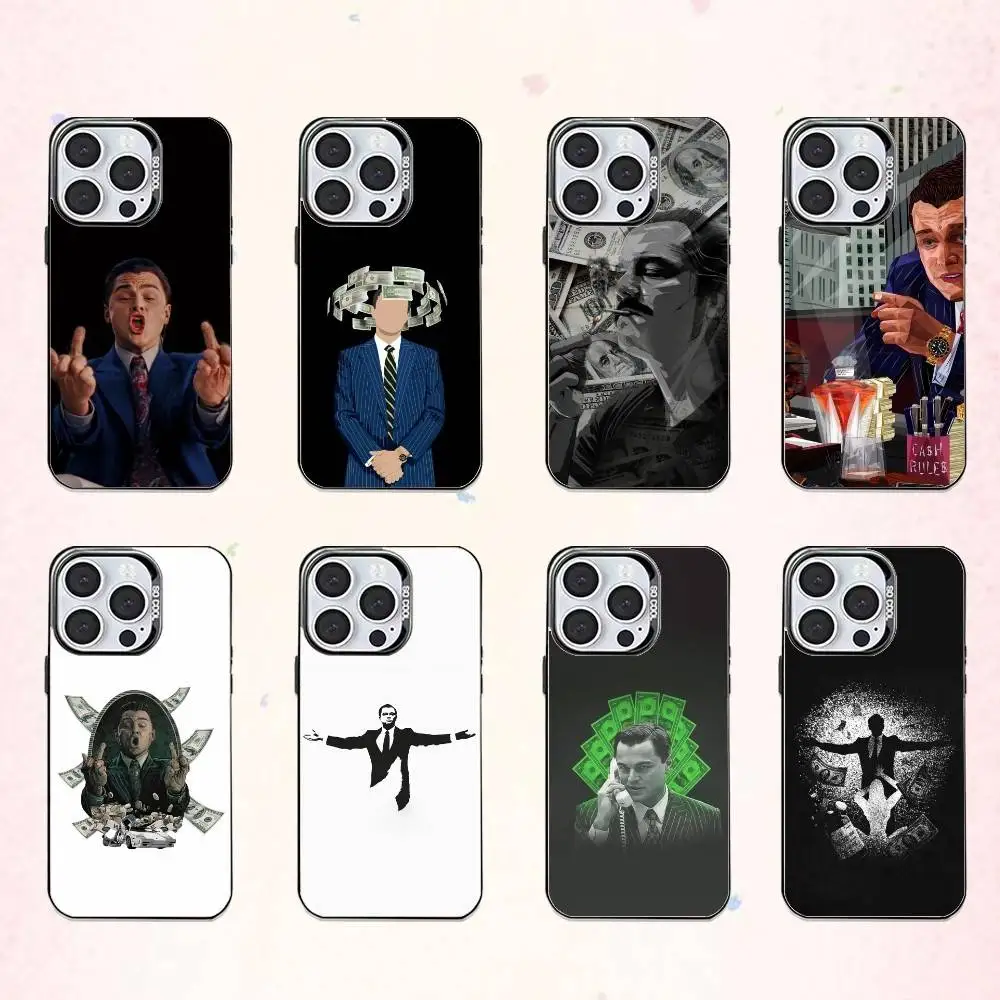 

W-Wolf Movie W-Wall S-Street Phone Case For iPhone17,16,15,14,13,12,11 Plus,Pro Max Colored Silver Plated Inside Cover