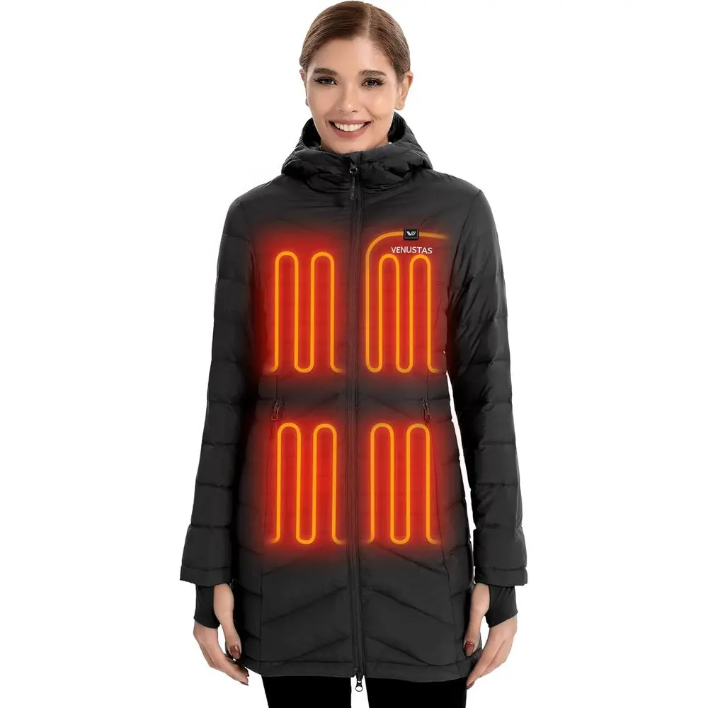 

Женский длинный пуховик с подогревом и батареей, стеганая куртка-пуховик с подогревом из 90% утиного пуха для катания на лыжах на открытом воздухе