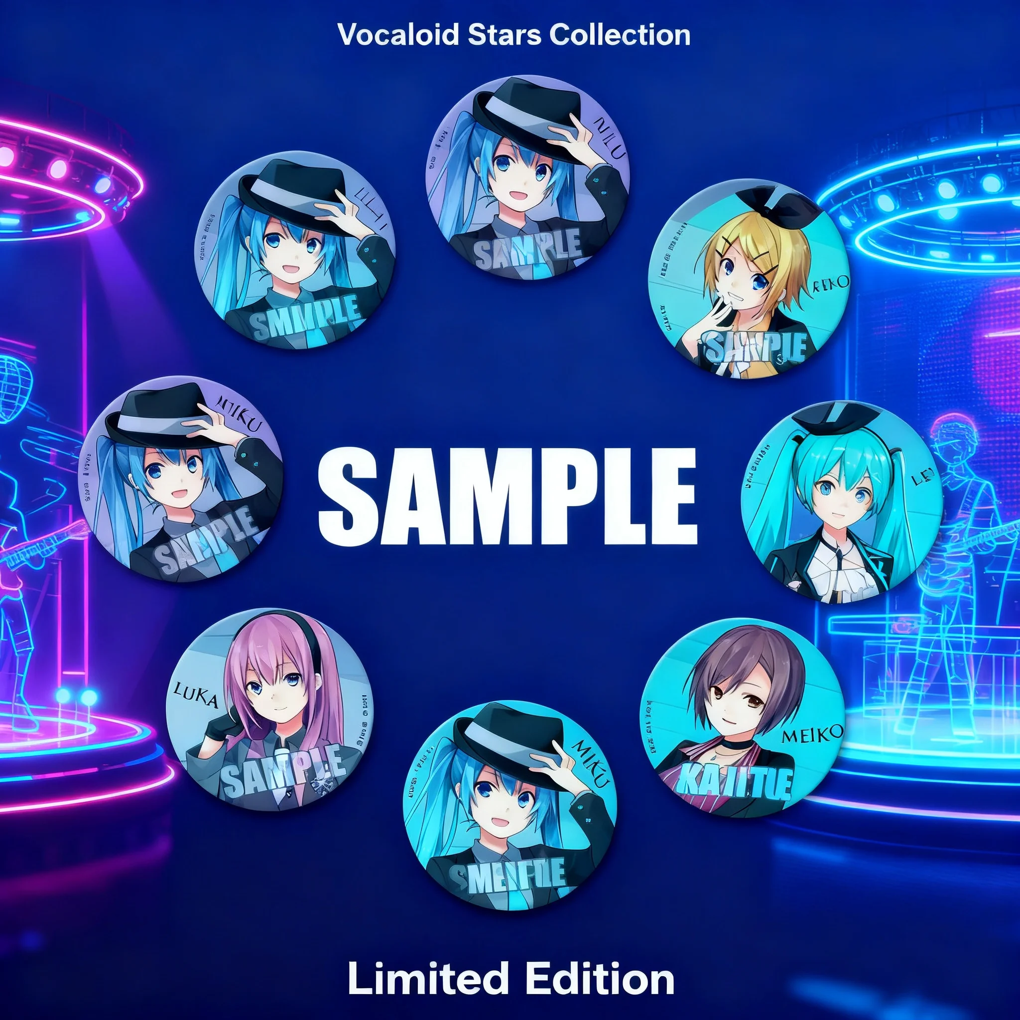 

Значок-брошь с персонажами аниме Vocaloid: Хатсуне Мику, Кагамине Рин, Лен, Мегурине Лука, Кайто, Мейко. Аксессуары, брелок, подарок.