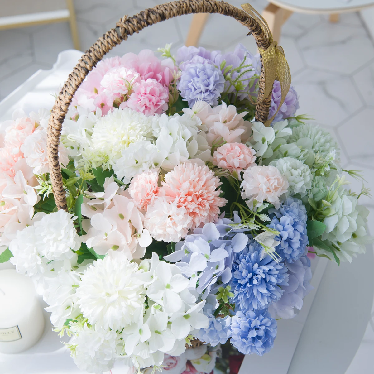 

10pcs 30Cm Artificial Flowers Silk Hydrangea Bridal Bouquet Festival Vase Decor Home Garden Wedding Dining Table Fake Plants Diy