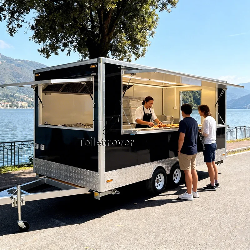 

Outdoor Container Food Trailer Ice Cream Food Truck Dessert Mobile Food Truck Trailer with Kitchen Equipment