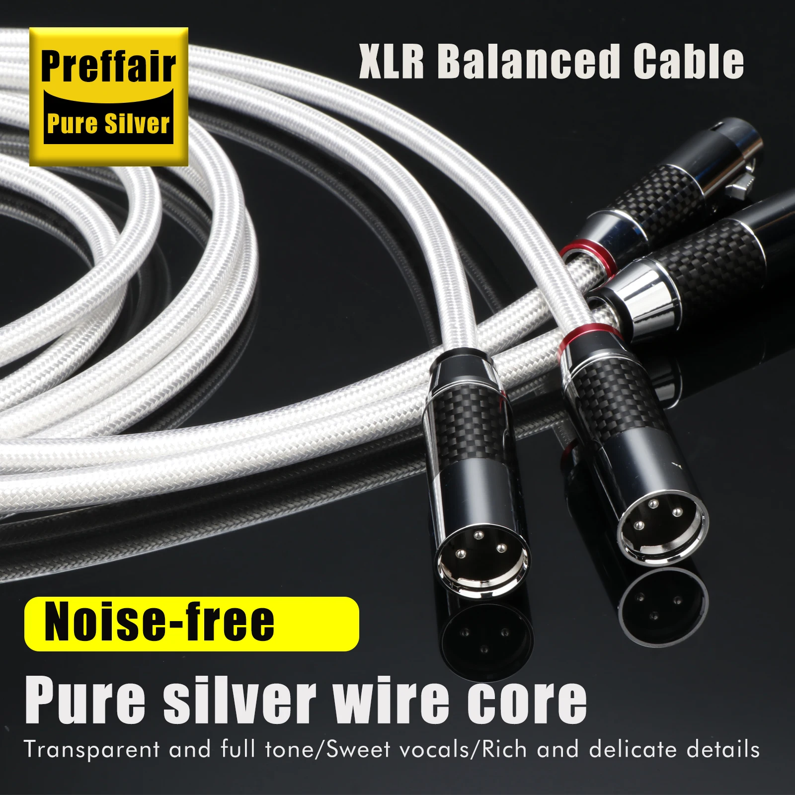 

Hi-end Cable XLR Pure Silver xlr balanced audio cable carbon fiber Male to female xlr connector Karon microphone Mixe cord