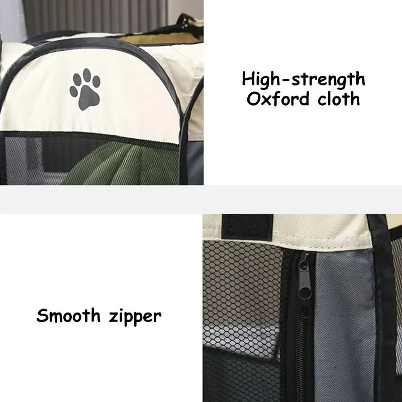 Foldable Pet Tent Kennel Cat Delivery Room Octagonal Fence Puppy Shelter Detachable Summer Pet Tent Outdoor Cat Cage Dog Fences