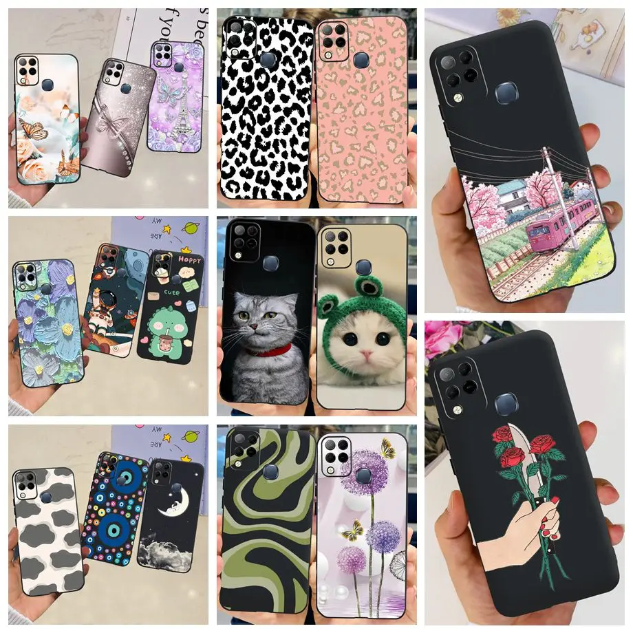 Black Silicone Cases For Infinix Hot 10S Case Infinix Hot 10 Lite 10i 10t Hot10 Back Cover Soft Slim Matte Shockproof Bumper Bag
