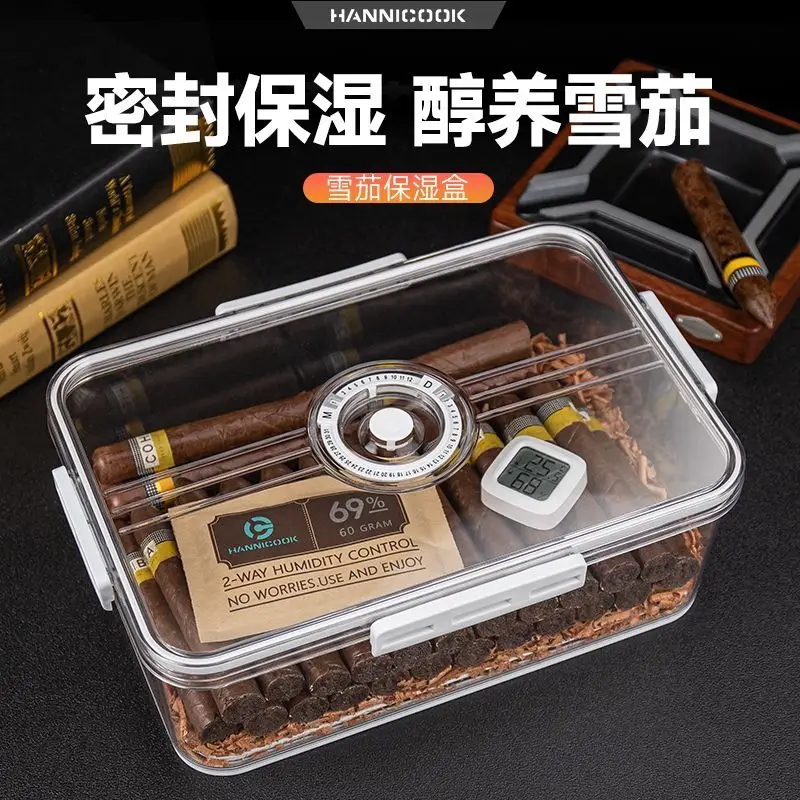 

Cigar Moisturizing Box Large Capacity Sealed Moisture Proof Portable Cedar Sawdust Writing Cigar Moisturizing Music Button Box