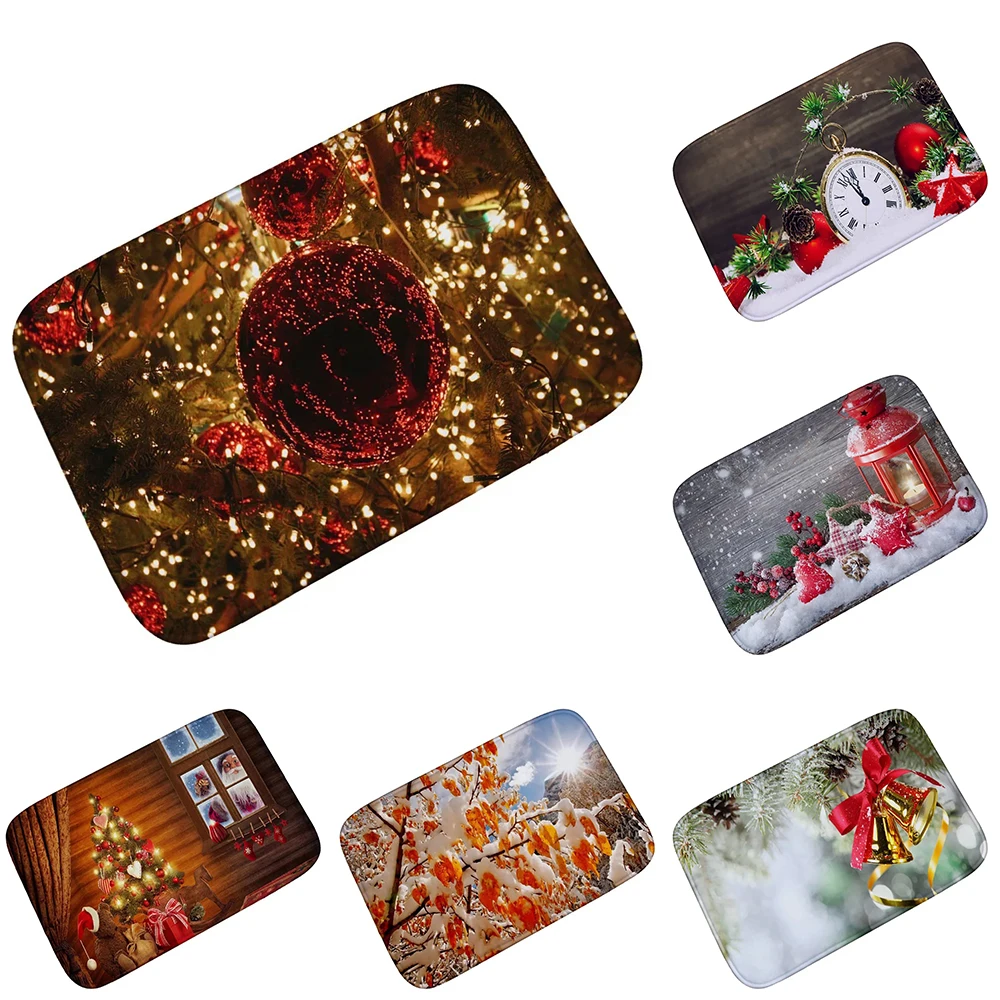 Christmas floor mat home decoration living room entrance door mat bathroom kitchen absorbent carpet 50x80cm