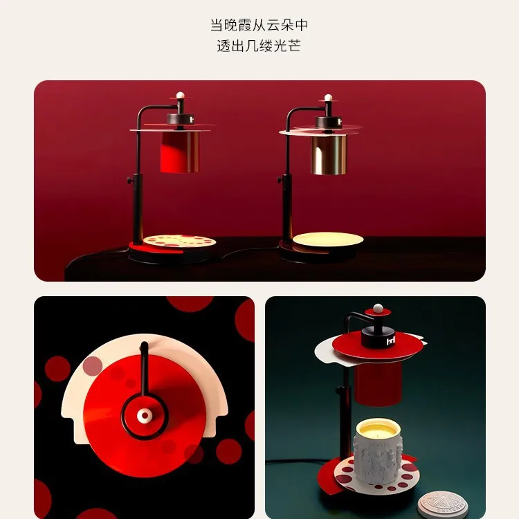 Scented candles, wax melting lamps, metal niche design, industrial style, bedroom atmosphere