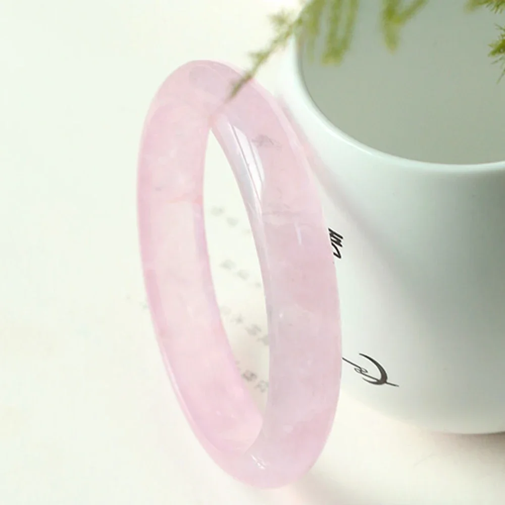 الطبيعية الوردي كريستال أساور سوار الطبيعية الجليد اليشم الإسورة مجوهرات وردي فاتح موضة مجوهرات الزفاف للنساء