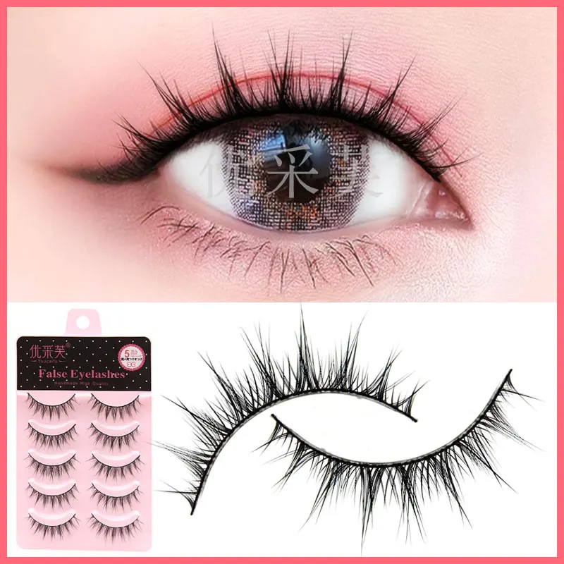 Falsche Wimpern 5 Paar kleine Teufel natürliche harte Stiel Manga Anime Cosplay Make-up verlängert lange dicke Bühne Tdance Leistung