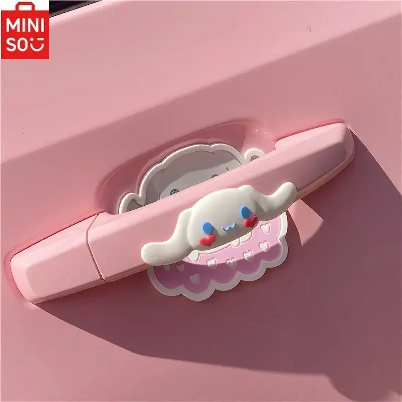 

Sanrio Силиконовая Защитная Наклейка на дверную ручку автомобиля с изображением собаки корицы, мультяшная дверная ручка, Противоударная полоса, украшение двери автомобиля